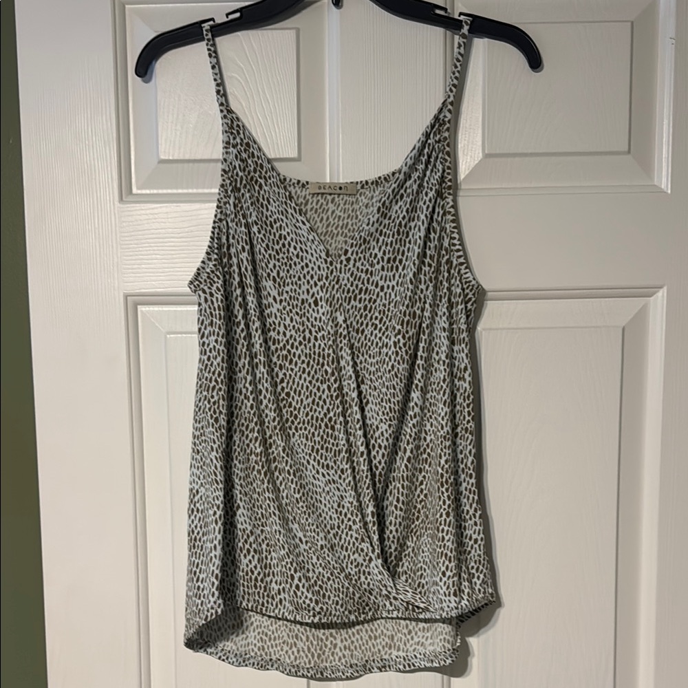 Beacon Gray and brown  Asymmetrical Wrap Camisole